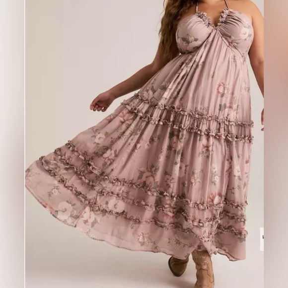 torrid Dresses & Skirts - Torrid Festi Floral Halter Maxi Dress Ruffles Size 2 (18-20) Cottagecore Easter